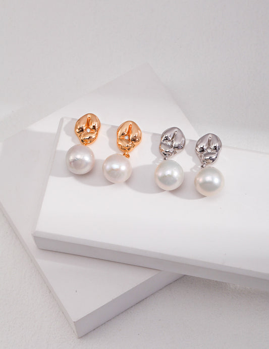 Pearl Earrings with Zirconia Stone