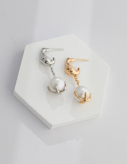 Natural baroque pearl earrings in sterling silver or Gold vermeil