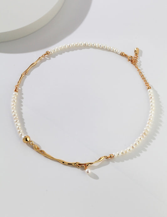 Sterling silver/ Gold vermeil pearl chocker /necklace